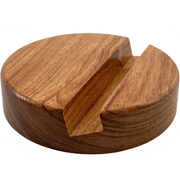 Telefonhållare i rosenträ, rund form, enkel skåra, 2 x 8 x 8 cm trätelefonhållare