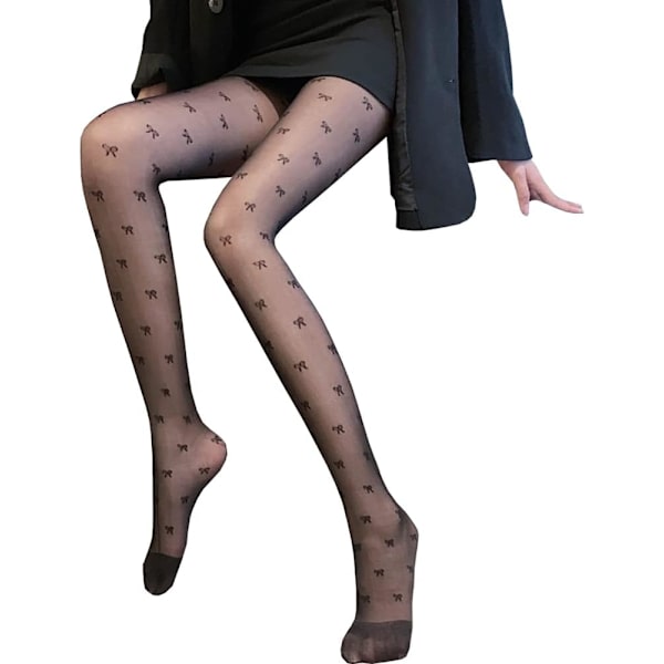 Sexiga Strumpbyxor med Rosett Mönster - Hög Midja, Mesh, 2-Pack