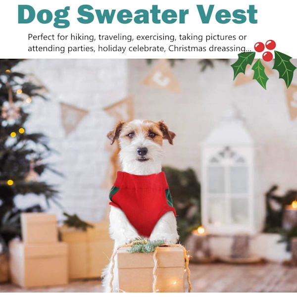 Hundtröja Väst Turtleneck Hundar Stickad Sweatshirt med Sele Hål, Kallt