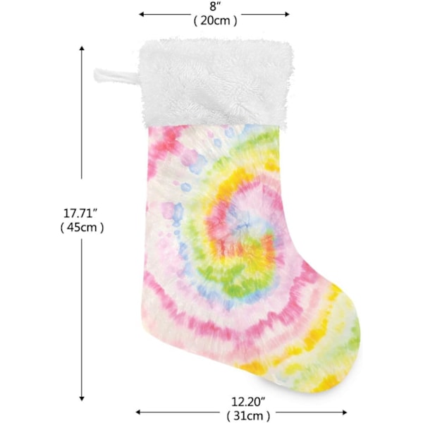 Julklapp, personliga julklappsstrumpor 2-pack Regnbåge Tie Dye 45,7 cm Julstrumpor Hängande Ornament Eldstad för träddekoration
