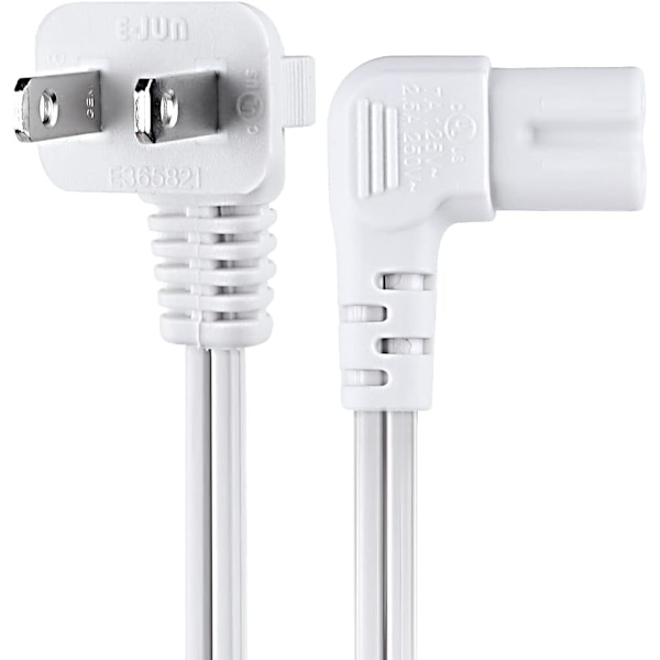 Universell 2-stifts vinklad 18 Awg strömkabel - Nema 1-15P till