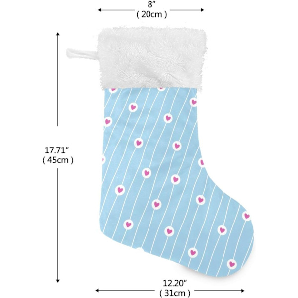 Jule-Strømpe, Personlige Jule-Strømper 2-pak Rosa Kærlighed Hjerte Blå Striber 45,7 cm Jule-Strømper Hængende Ornament Pejs til Bygning