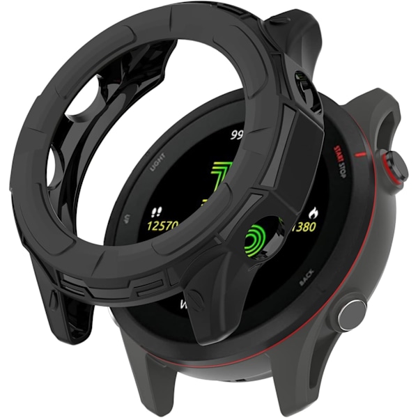 Kompatibel med Garmin Forerunner 255 Skyddsfodral för Man Kvinna, Smartwatch TPU Skyddsfodral Skal Skydd Täckning Svart