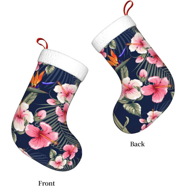 Julepynt Strømper med Blomstermønster => 17,7 tommer Gaveholder til Festlig Julepynt (1 pakke).