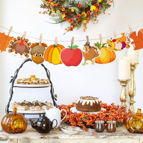 Dubbelsidiga kalkonpumpahöstlöv ekollonutskärningar - Höst Thanksgiving klassrumsdekorationer
