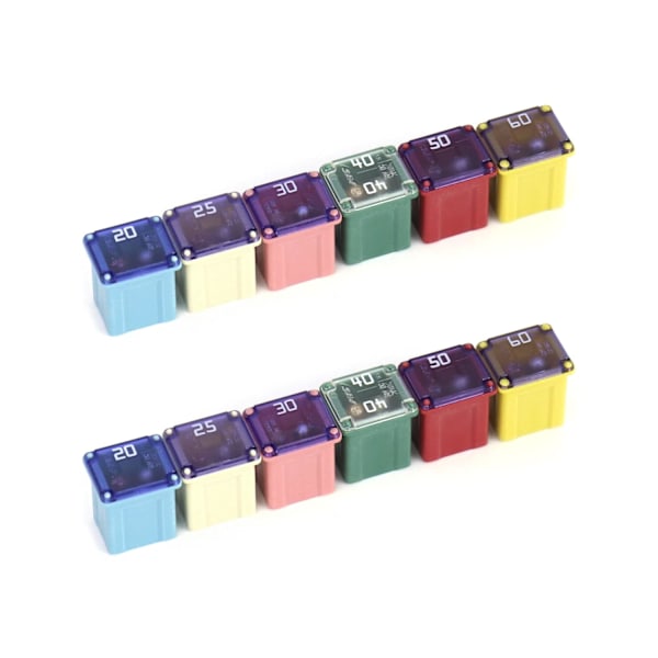 Jcase Automotive Low Profile Fuse Set - 20A, 25A, 30A, 40A, 50A, 60A (2 stk. af hver)