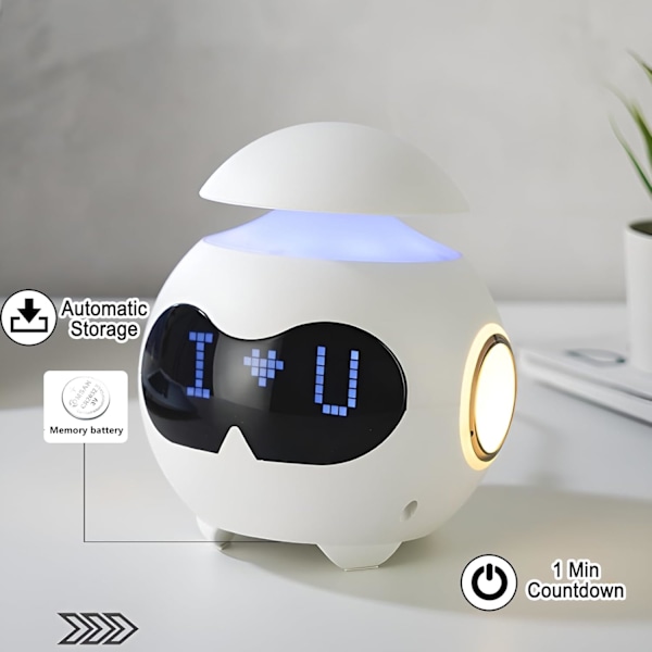 2024 Present Alarmklocka med Dubbla Alarm Söt Känslor, Bluetooth-högtalare, Sängbords LED Nattlampa, Digital Alarmklocka för Sovrum-USB-driven,