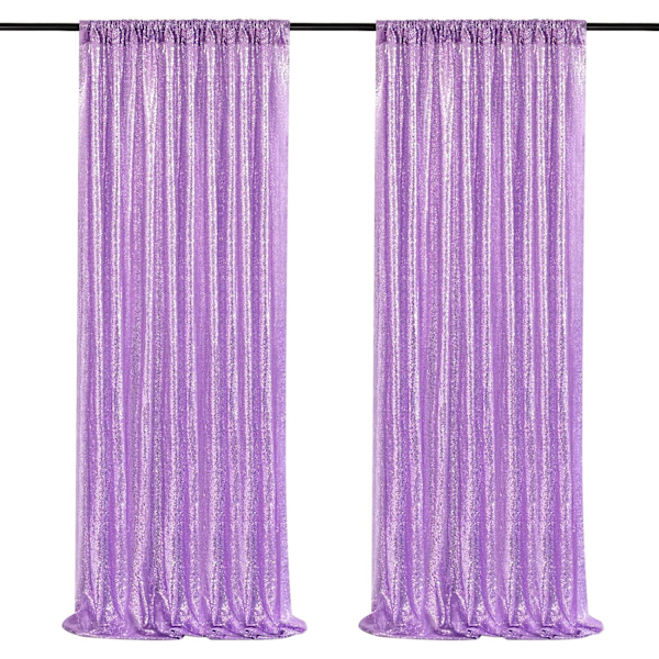 Shimmer Sequin Bakgrunn Draperier 2 Stykker 2FTx8FT Lavendel Glitter Bryllupsfest