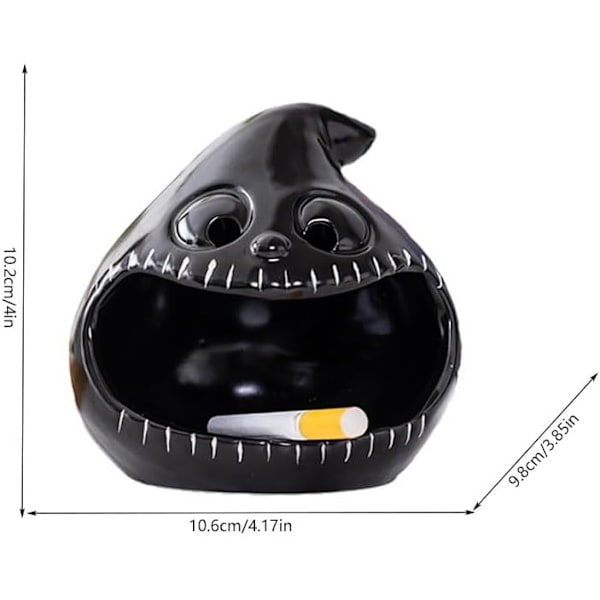 Skummel menneskeskalle-askebeger for skumle Halloween-dekorasjoner og dekorative skaller og skjelettfigurer i harpiks - Skalle-askebeger-gaver til røykere - Hvit