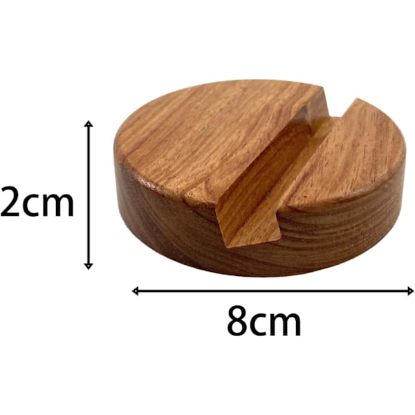 Telefonhållare i rosenträ, rund form, enkel skåra, 2 x 8 x 8 cm trätelefonhållare