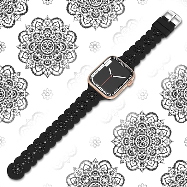 Blommigt silikonband kompatibelt med Apple Watch -band 38 mm