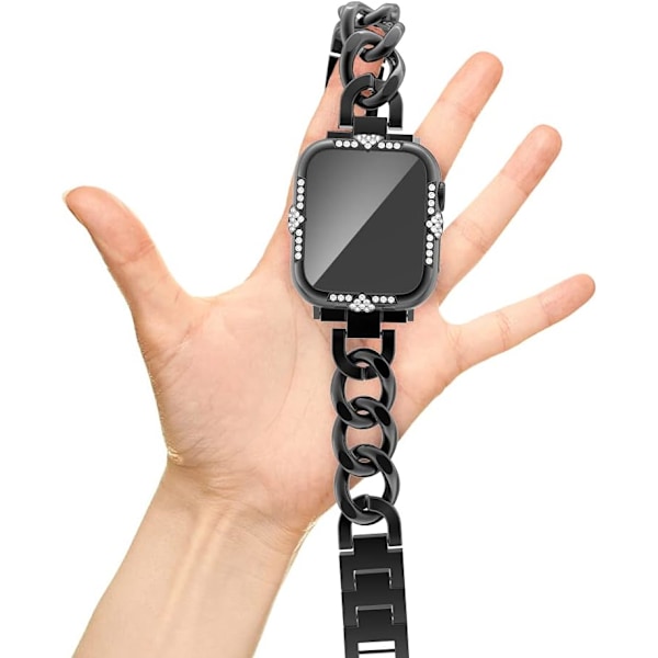 Hardt Deksel Kompatibelt med Apple Watch Deksel Serie SE 6/5/4 40mm Rhinestones med Innebygd Glass Skjermbeskytter Diamant iWatch Skjermbeskytter Smartklokke