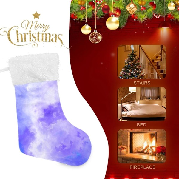 Julklapp, Personliga Julklappsstrumpor 2-pack Blå Lila Tie Dye 45,7 cm Julstrumpor Hängande Ornament Eldstad för Träddekoration