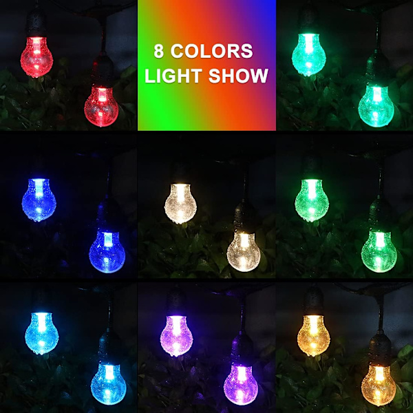 48FT Utomhus Patio Lampor Färgförändring, RGB LED-slingor med 16 E26 Shatterproof Edison-lampor, Dimbara Patio Slingor för Bistro