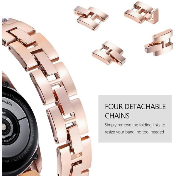 För Garmin Venu / Suunto 3 Fitness 20 mm Universal watch i metall i rostfritt stål PLG Rose Gold