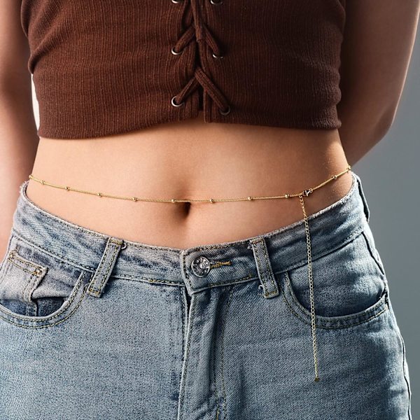 18K guldpläterad klassisk Beach Bikini Body Chain Metal Bead