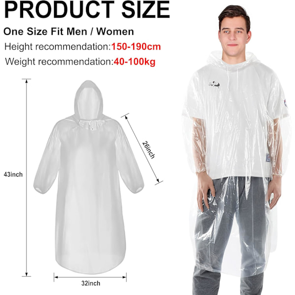 Regnponchoer til familien, 12 stk