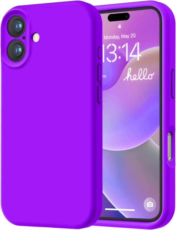 Premium silikonecover iPhone 16 6,1\" – holdbart, let og levende i lilla