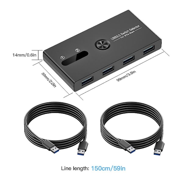 KVM-omkopplare USB 3.0-omkopplare 4 portar ut 2 datorer adapterhubb Fri