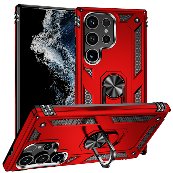 Nytt S24ultra Sergeant-mobiltelefonfodral Samsung S24plus Anti-fall Bilmagnetiskt fäste Skyddande fodral red