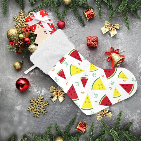 Julklapp, personliga julklappsstrumpor 2-pack Vattenmelontextur 45,7 cm Julstrumpor Hängande Ornament Eldstad för träddekoration