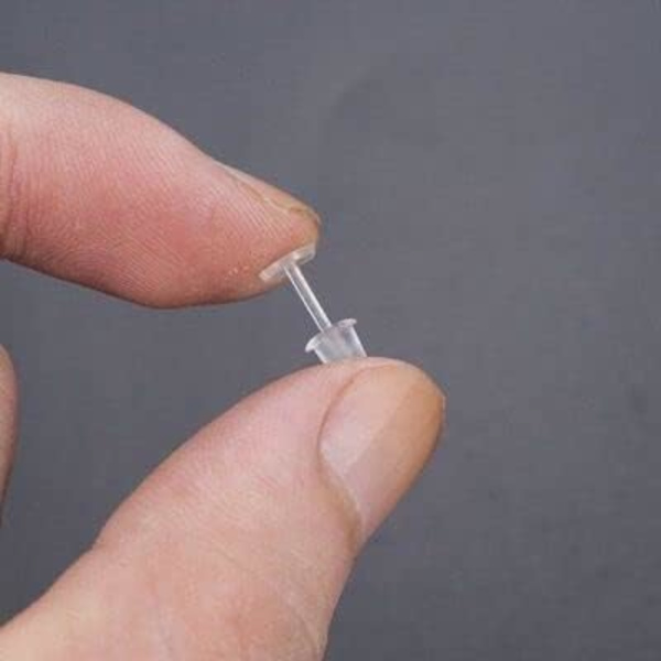 3mm usynlige plastøredobber tomme stifter stud små hode funn (200 stk/100 par)