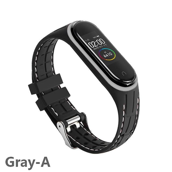 Silikonarmband för Xiaomi Mi Band 6 7 5 3 4 Tillbehör Sport Armband Ersättningsband Correa Armband Mi Band 7 6 Nfc Armband Gray-A Mi band 7