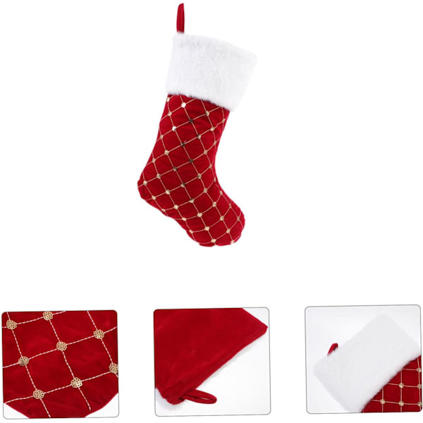 8 STK Julstrumpor med Pailletter Juldekorationer Julklappsäck Julstrumpa Ornament Vit