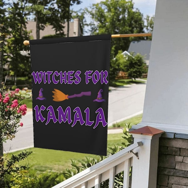 Häxor för Kamala Harris Halloween  Barnlösa katter Damer 2024 Val Trädgårdsskylt Banner Dubbelsidig 28x40 Tum  Vit Vit