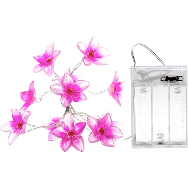 Rosa blomsterfe slingor, 10FT 30 LED juldekorationer batteridrivna lampor för inomhus utomhus sovrumslampor, sovsal, rum, bröllop,