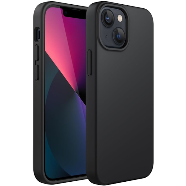 Silikonskal för iPhone 13 6.1-Ih, Siy-Mjuk Fullständigt Skyddande Mobilskal, Stötsäkert Skal med Mikrofiberfoder (Svart) Svart