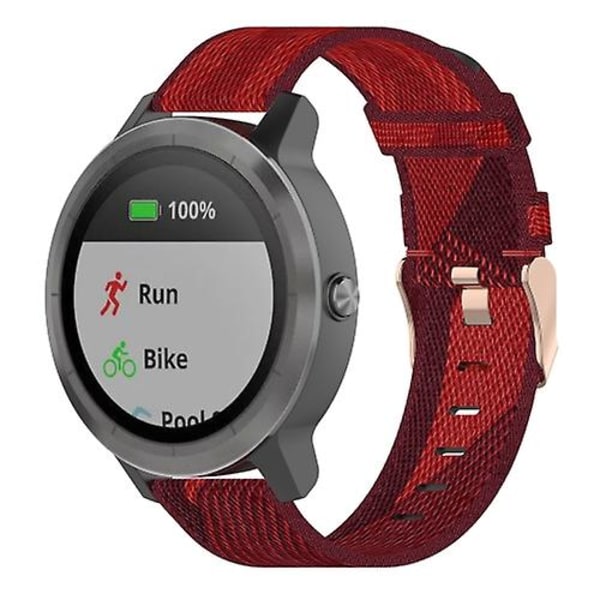 20mm Stribet Nylon Rem til Garmin Venu, Vivomove 3, Vivoactive 3, Forerunner 245 / 645 IOG Red