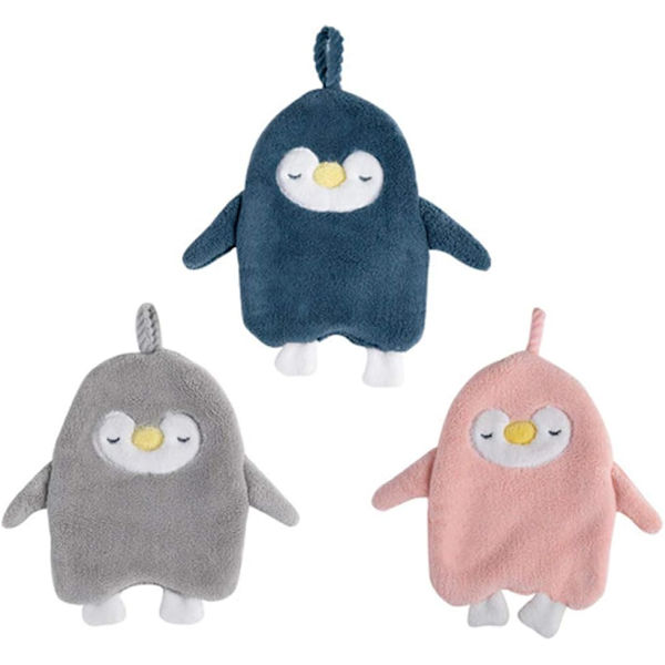 3 st hängande handduk, söt Penguin Coral Fleece handduk, snabbtorkande