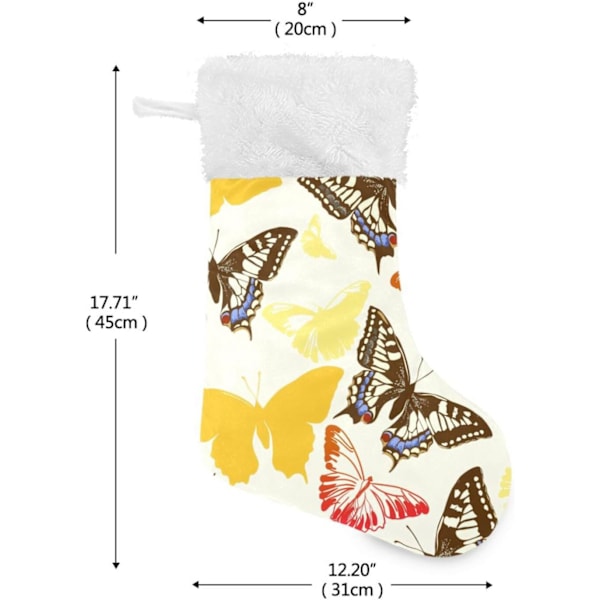 Julklapp, personliga julklappsstrumpor 2-pack Fjäril Tropiska fjärilar 45,7 cm Julstrumpor Hängande Ornament Kami