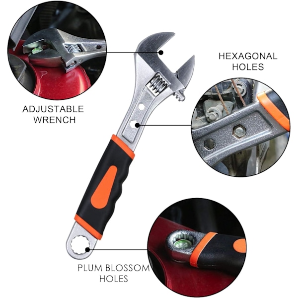 Universal Spanner Mini Mutter Nøkkel. Åpning Kjeve TPR Grip Justerbar Skiftenøkkel