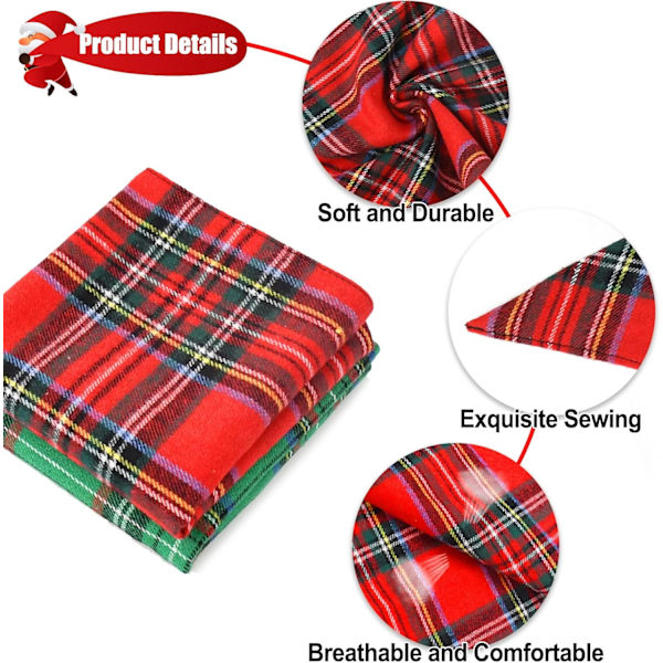 2-pack hundbandana jul klassisk rutig husdjursscarf triangelhaklappar