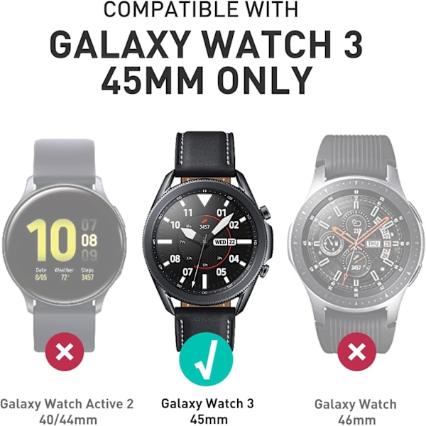 Unicorn Beetle Pro Series deksel for Galaxy Watch 3 [45mm] 2020-utgivelse, robust beskyttende deksel med remstropper svart  svart