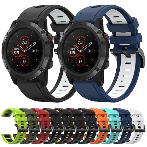 Tvåfärgat sportarmband i silikon till Garmin Fenix 5 Plus 22mm NNY White-Black