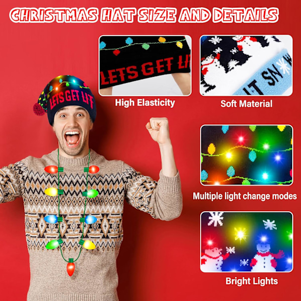 2-pack julhatt 2-pack julhalsband, upplyst julhatt halsband