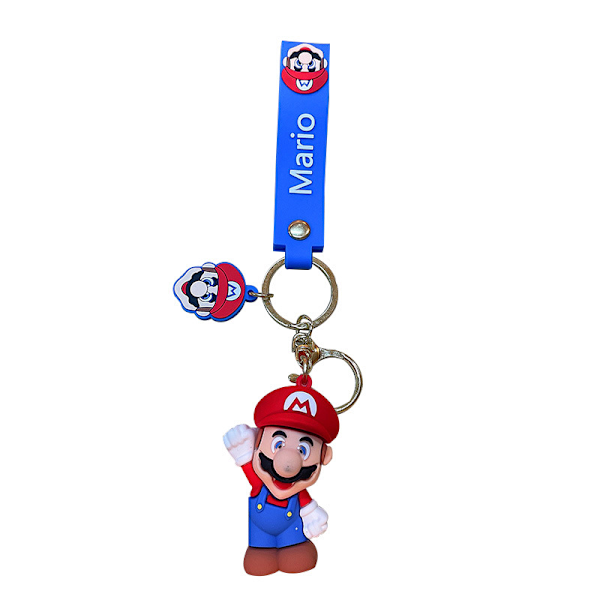 Söta tecknade Super Mario plyschdocka nyckelring