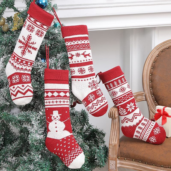 4-pack julstrumpor 18 tum stora stickade julstrumpor jul