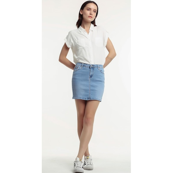 Kvinners Casual Kort Denim Skjørt