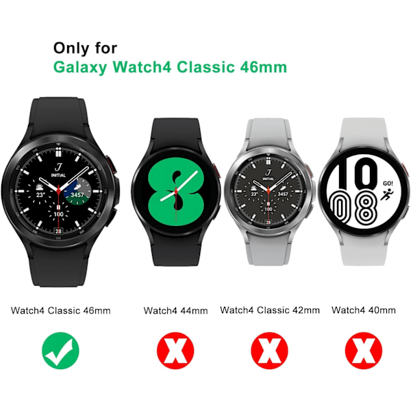 Lyxigt fodral designat för Galaxy Watch 4 Classic 46mm 2021, robust militärt skyddande metallstötfångarfodral med taktiskt silikonband för män