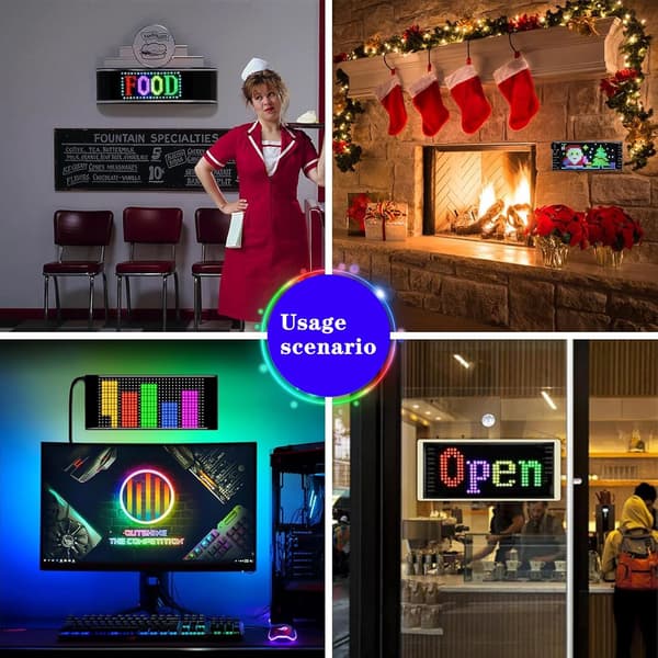 wxsp Flexibel LED-skärm, LED-slingtext, programmerbar med Bluetooth-appkontroll, USB-driven LED-skärm för bil, lastbil, butik, bar, graffiti,