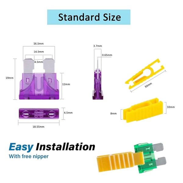 Standard bilsikringssortiment - 2A til 40A bladfikringer med oppbevaringsboks