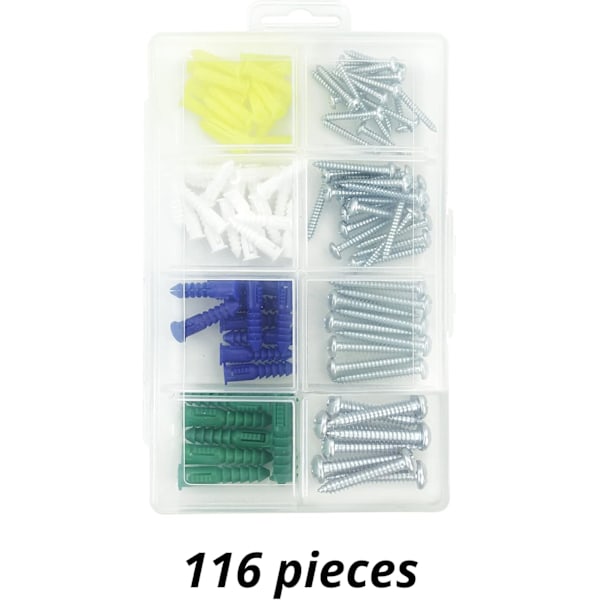 Plast Gips Väggankare Skruv Sortiment Kit 116ST