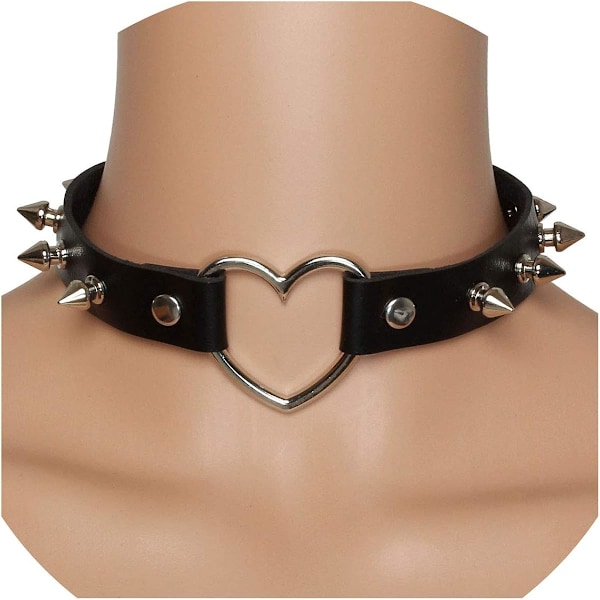 Vintage Punk Goth Studded Rivet Pu Læder Halskæde Choker
