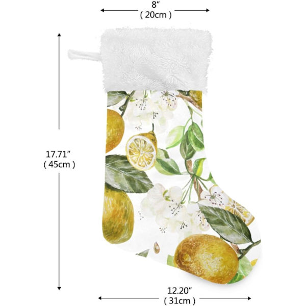 Jule-Strømpe, Personlige Jule-Strømper 2-pak Retro Gul Citron Hvid 45,7 cm Jule-Strømper Hængende Ornament Pejs til Trædekoration