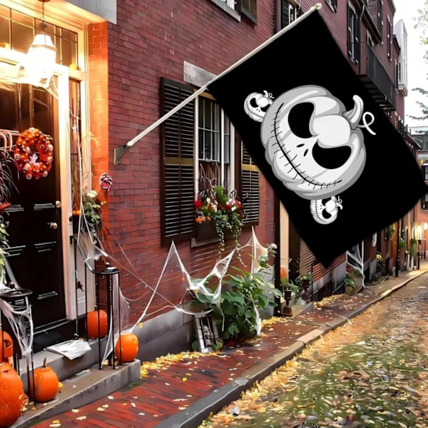 Halloween 3x5 Utomhus Stora Halloween Läskiga Pumpor för Utomhus Dubbelsidig Halloween Hus Gårdsskylt Fest Dekorationer Banner Svart Svart