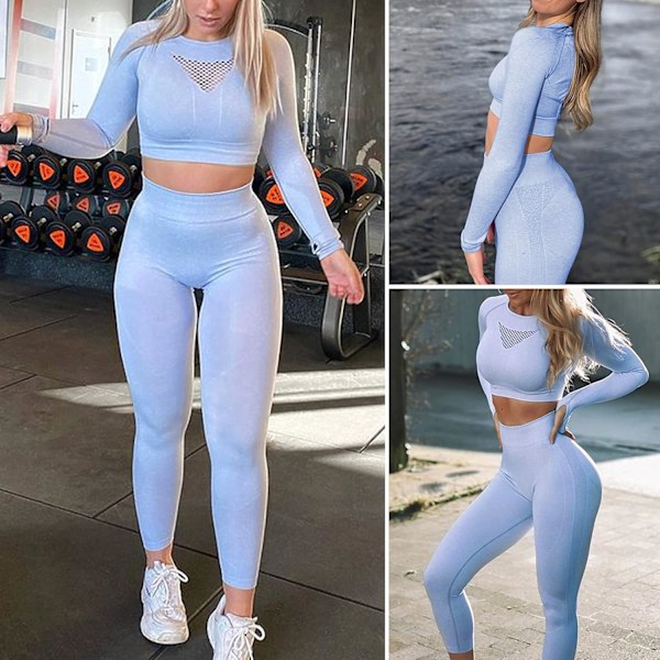 Träningskläder för kvinnor 2 delar Yoga High Waist Leggings Seamless Sport BH